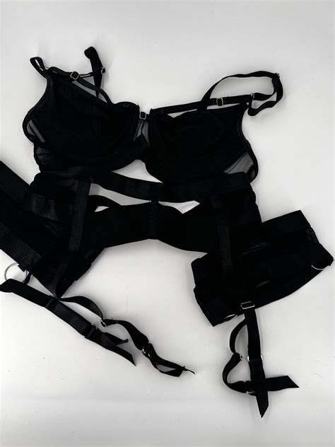 Clothing Silvia Saige Strappy Sexy Black Lingerie Set Sweeky