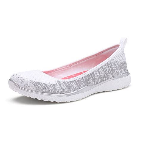 Spring Summer Knitted Fabric Women Flat Slip On Casual Sport Shoes