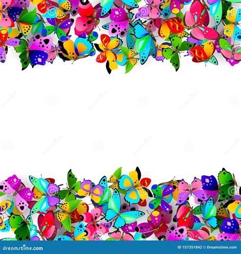 Border With Colorful Butterflies Stock Vector Illustration Of Blue