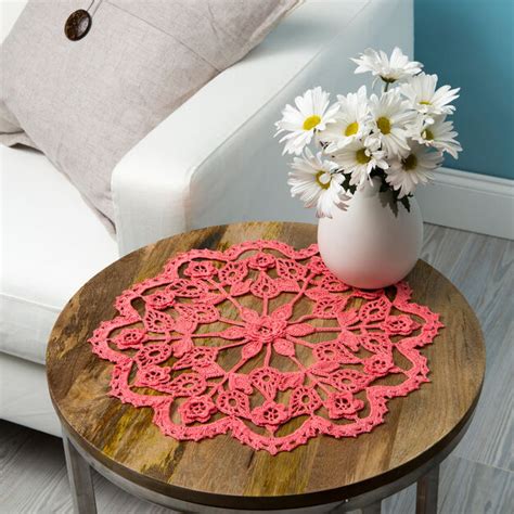 Aunt Lydias Exquisite Flower Doily In Color In 2020 Doilies Knitted