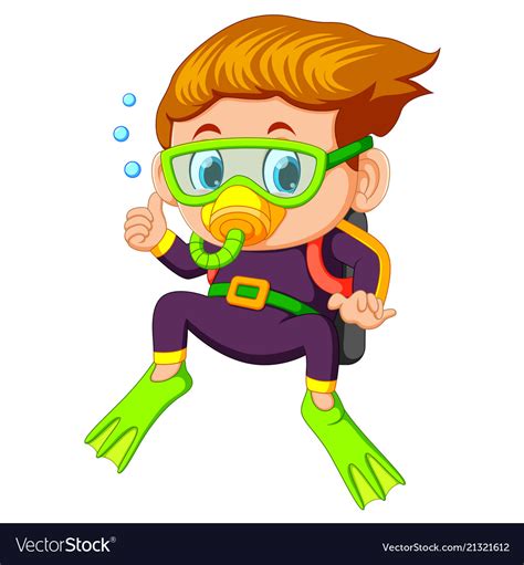 Cartoon Boy Diving Royalty Free Vector Image Vectorstock