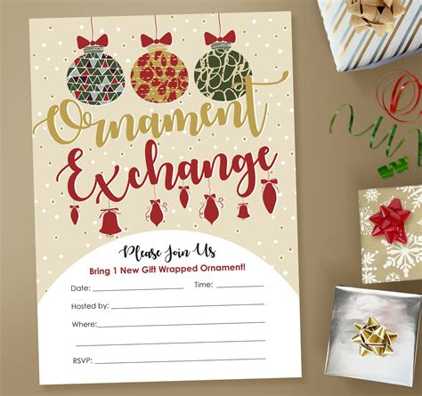 Ornament Exchange Party Printable Invitation Instant Download And Fill