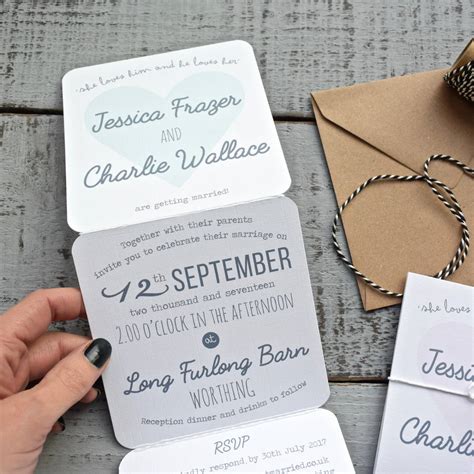 Heart Tri Fold Wedding Invitation On White By Paper And Inc