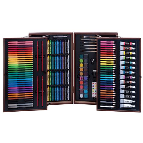 Art 101 Doodle And Color 142 Pc Art Set In A Wood Carrying Complete
