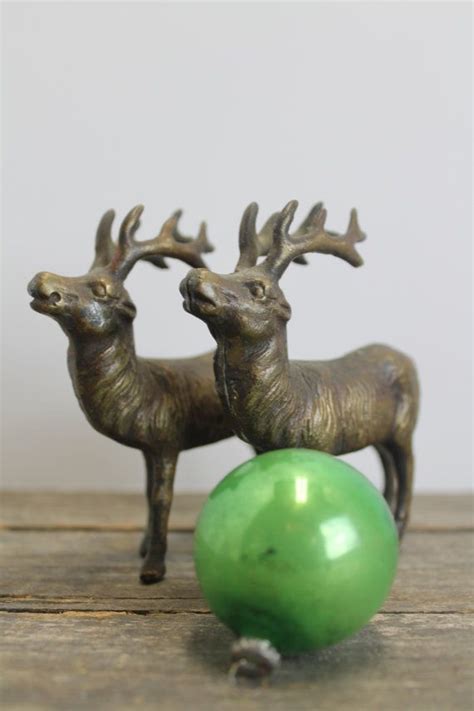 Vintage Metal Reindeer Bronze Or Brass Stately By Mybarn Strong Character Sleigh Vintage