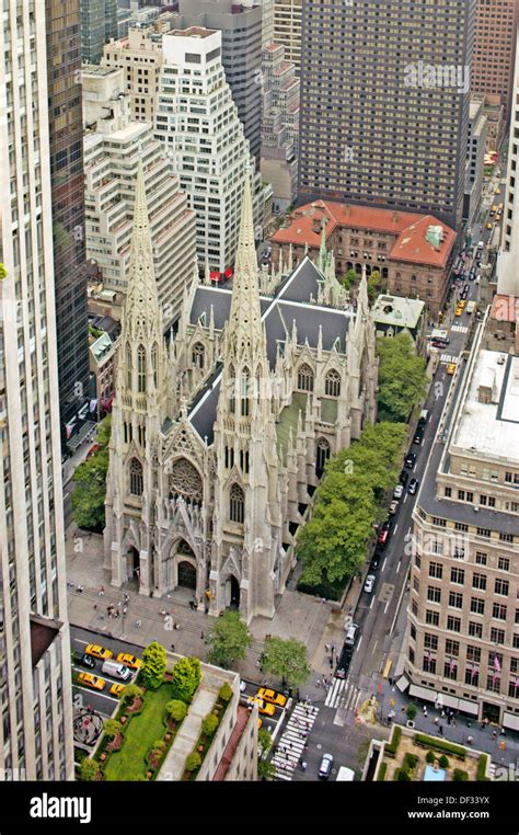Aerial View Of St Patrick´s Cathedral Near Rockefeller Center New