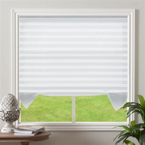 Biltek Cordless Light Filtering Fabric Pleated Window Shades White 2