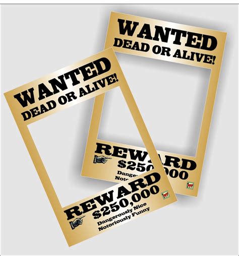 Wanted Frames Cut Out Photo Prop Frames Editable Pdf Etsy