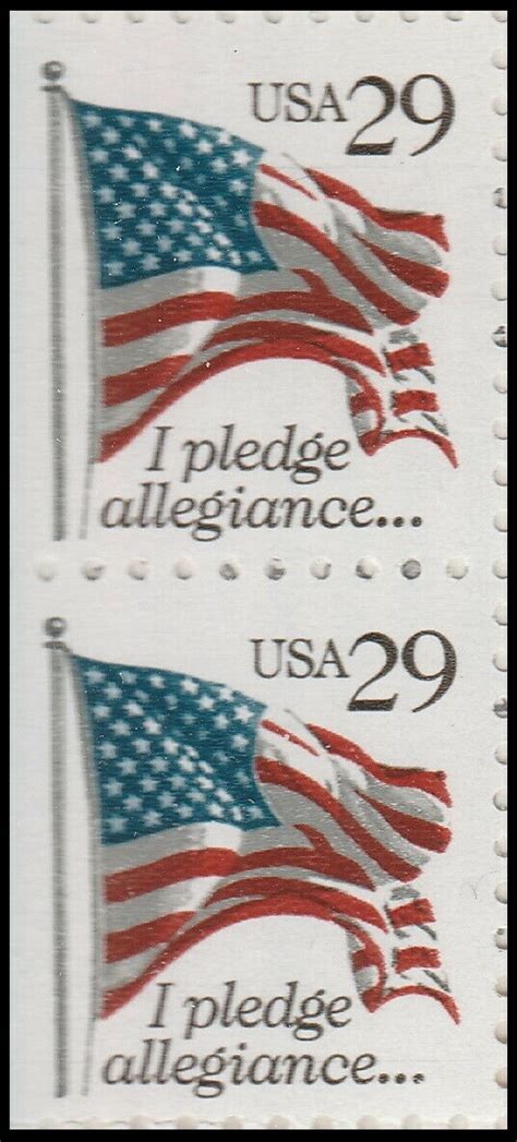 Us 2593 Flag I Pledge Allegiance 29c Vert Pair 2 Stamps Mnh 1992