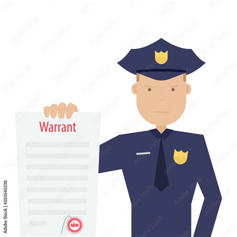 Police Officer Holding Arrest Warrant Stock Vector Adobe Stock