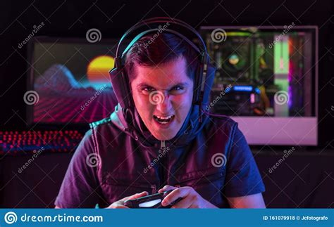 Gamer Playing In Online Video Game Stock Photo Image Of Abstract