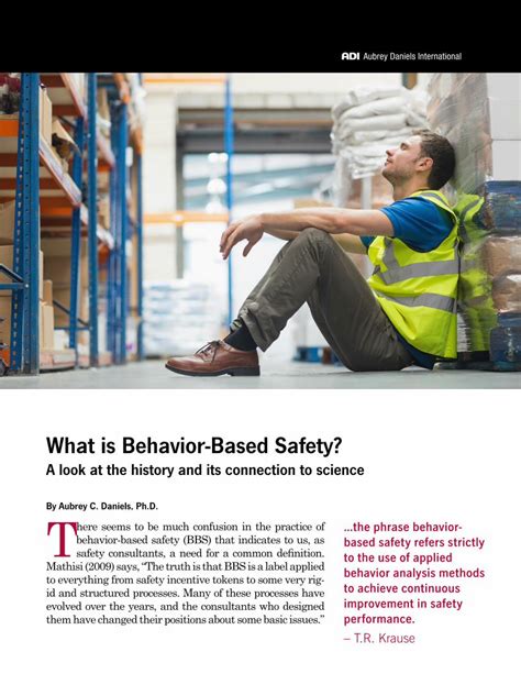 Pdf What Is Behavior Based Safety Aubrey Daniels International Based Safety Process