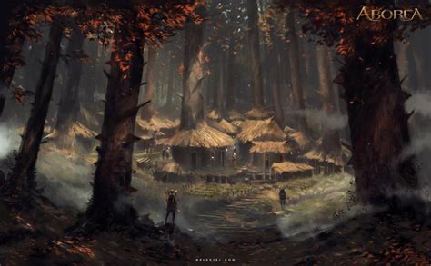 Forest Village By Nele Diel On Deviantart Forest Village Fantasy