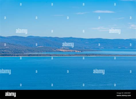 Aerial View Of The Neck Of Bruny Island In Tasmania Australia Stock