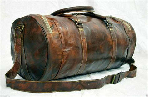 Mens Distressed Leather Duffel Bag Vintage Travel Outdoor Etsy