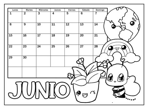 Junio 2020 Para Imprimir Calendario Kawaii Dibujando Con Vani