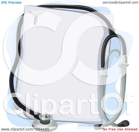 Clipart Of A Medical Or Veterinary Stethoscope Over A Blank