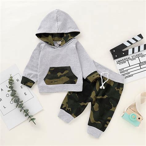 Buy Newborn Infant Baby Boy Camo Hoodie With Pocket Sweatshirt Pants