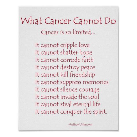 What Cancer Cannot Do Poem Poster Print Zazzle Com Cancer Quotes