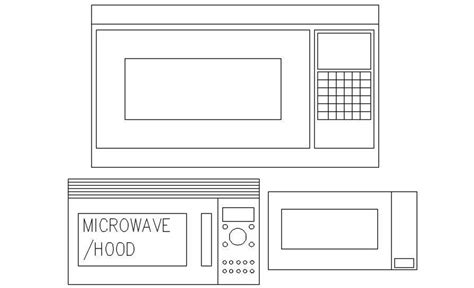 Autocad 2d Block Of Microwave Oven Cad File Dwg File Cadbull