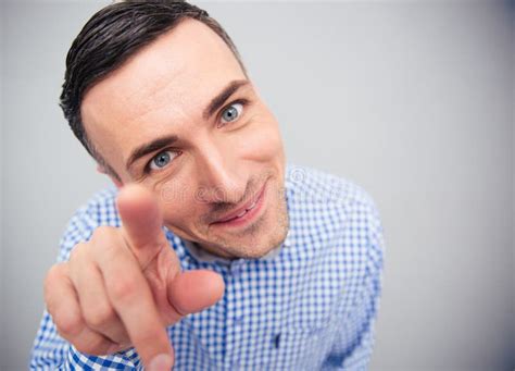 Funny Man Pointing Finger On Camera Stock Image Image 53789605