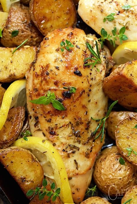 Season with salt and drizzle with 2 tablespoons olive oil; Roasted Chicken and Potatoes with Garlic, Lemon and Herbs