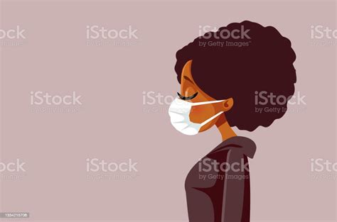 African Woman Wearing A Face Mask During Pandemic Stock Illustration