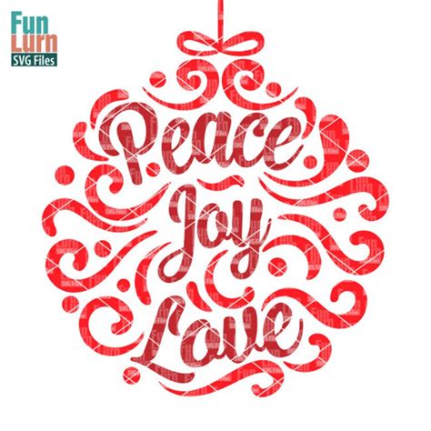 Peace Joy Love Svg Ornamnent Christmas Svg Leaf Swirl Etsy