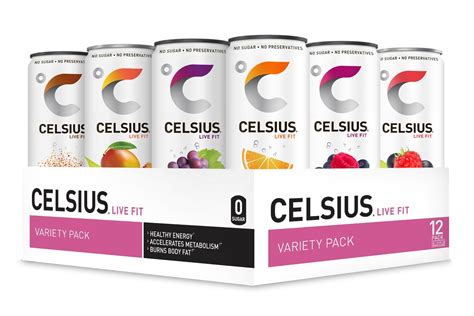 Celsius Essential Energy Drink 12 Fl Oz Official Variety Pack Pack