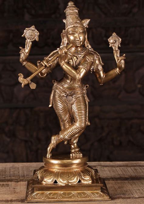 SOLD Bronze Krishna Vishnu Statue as Venugopal 19