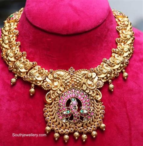 Kundan Peacock Nakshi Necklace Indian Jewellery Designs