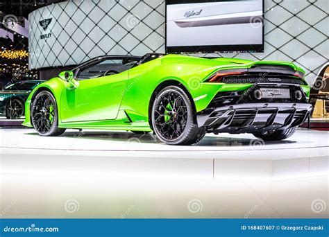 Metallic Green Lamborghini Huracan Evo Spyder At Geneva International