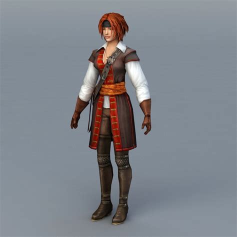 Pirate Woman Warrior 3d Model 3ds Max Files Free Download Modeling
