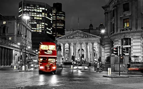 Road Blur Night Bus England London Black And White Street