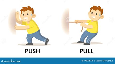 Opposite Push And Pull Illustration Cartoon Vector