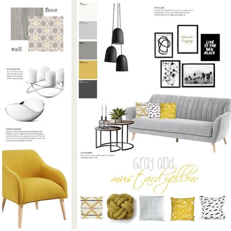 Gray And Mustard Yellow Interior Design Mood Board By Magdolna Levai