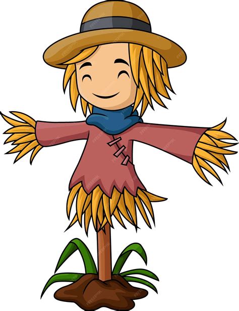 Premium Vector Cute Scarecrow Cartoon On White Background