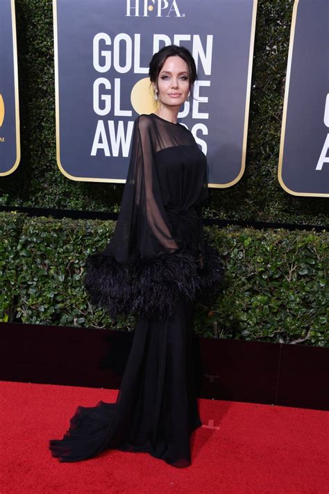 Angelina Jolie Wearing Black Dress At 2018 Golden Globes Popsugar Fashion