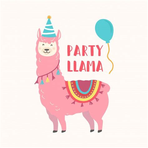 Birthday Card With Cute Cartoon Llama In 2020 Cartoon Llama Cute