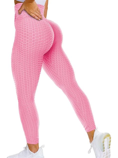 Vaslanda Vaslanda Womens High Waist Honeycomb Textured Yoga Pants
