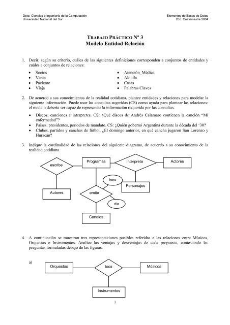 Modelo Entidad Relaci N Departamento De Ciencias E Ingenier A