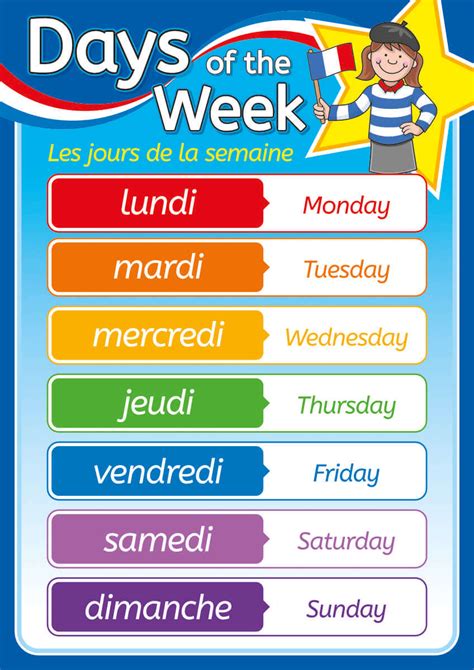 French Days Of The Week Chart