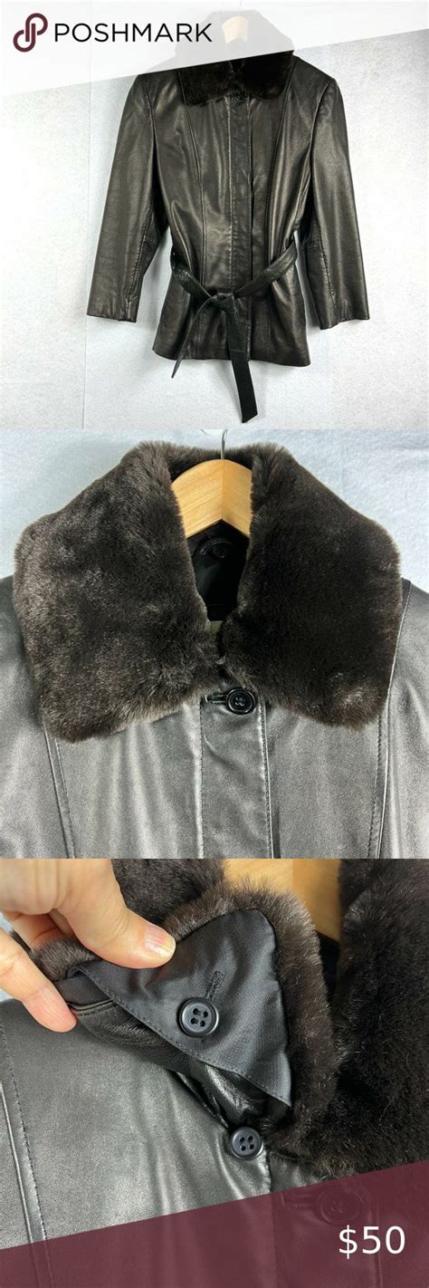 Liz Claiborne Black Soft Leather Full Zip Jacket Coat Women S Removable