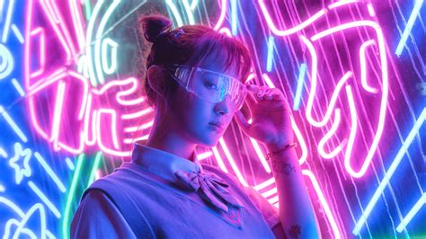 Neon Girl Wallpaper 4k
