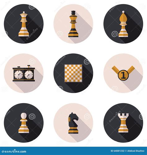 Flat Chess Icons Stock Illustration Illustration Of Queen 64081232