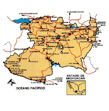 En los mapas políticos se pueden ver las divisiones territoriales de un lugar y en el mapa de michoacán más específicamente, se pueden ver los 113 municipios que conforman a este estado. Mapa, Gobierno de Michoacan, Mexico