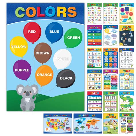 Buy 20 Large Educational S For Kids Toddlers 165x12 Double Sided