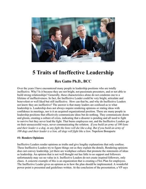 5 Traits Of Ineffective Leadership Pdf