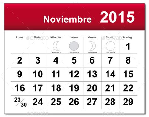 Spanish Version Of November 2015 Calendar Misc Photo Download Stock