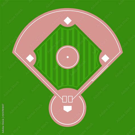 Baseball Diamond Field Top View Vector Flat Illustration Stock Vector